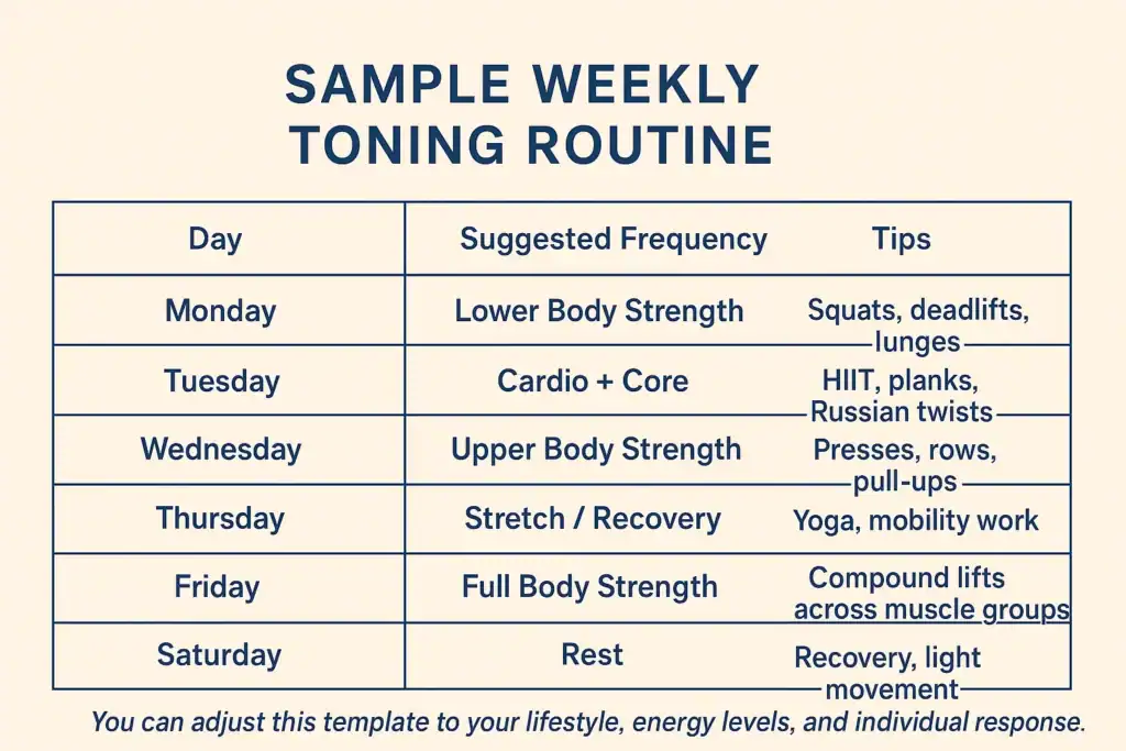 Achieving the Perfect Tone: How Often Should You Exercise for Results? 4 Weekly exercise Hillingdon plan graphic